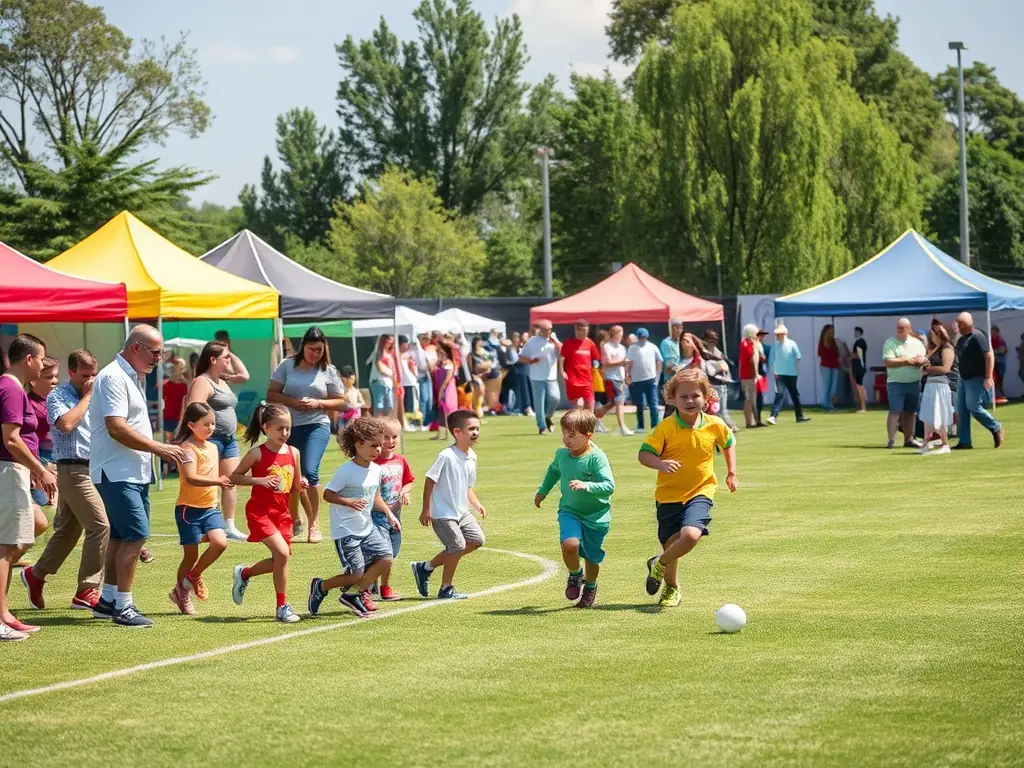 A festive image of a community event and tournament organized by FCP Football Club de Pamiers, showcasing the club's commitment to community engagement and celebration.